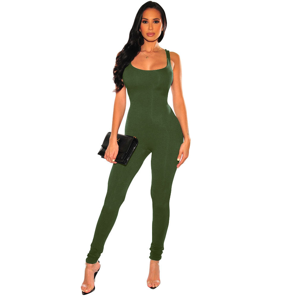Dame skræddersyet bodycon jumpsuit med spaghetti stropper Stilla
