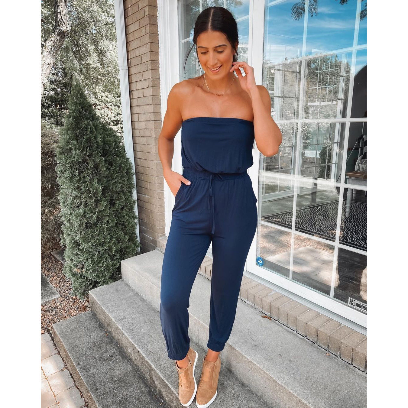 Dame Casual Jumpsuit med elastisk taljebånd og komfortabel pasform Stiila