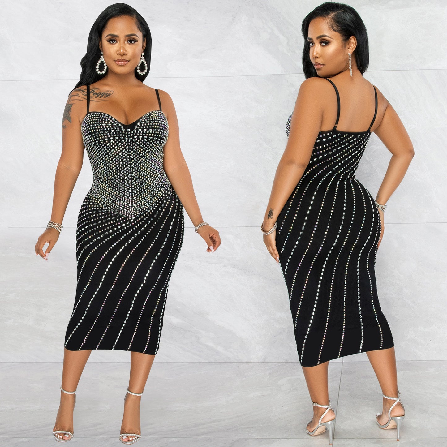 Dame Elegant aften kjole med skinnende pailetter og tætsiddende snit Stilla