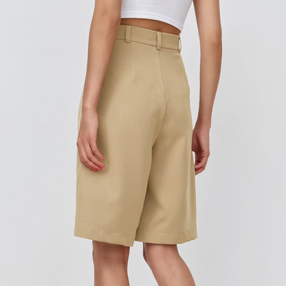 Dame elegante Chino-shorts med høj talje og udvidet snit Stilla