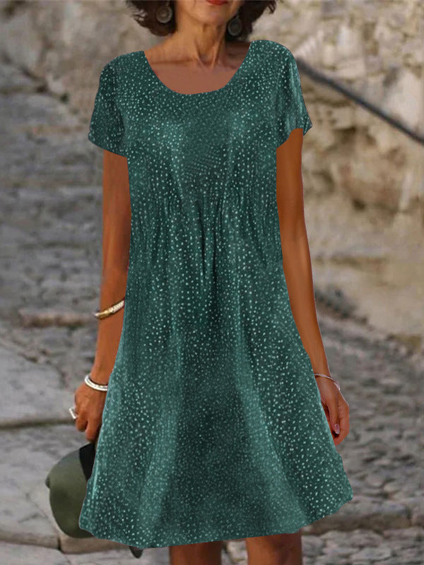 Dame afslappet halværmet kjole med blomstermønster og flatterende snit Stilla