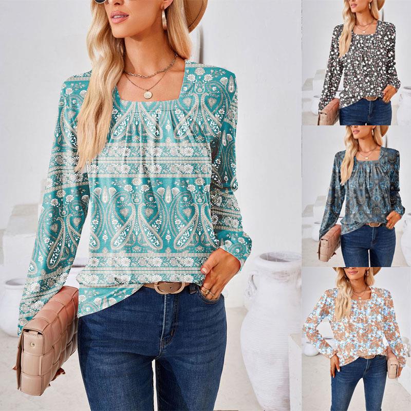 Dame Elegant blomsteret bluse med lange ærmer Stilla