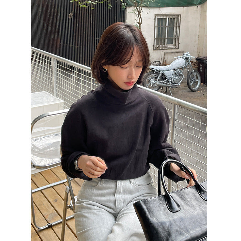 Dame afslappet langærmet skjorte med knapbare detaljer og fin struktur Stilla