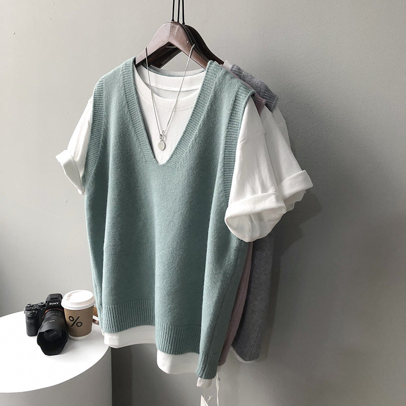 Dame ærmeløs V-Pullover i blødeste cashmere-blanding med elegant snit Stilla