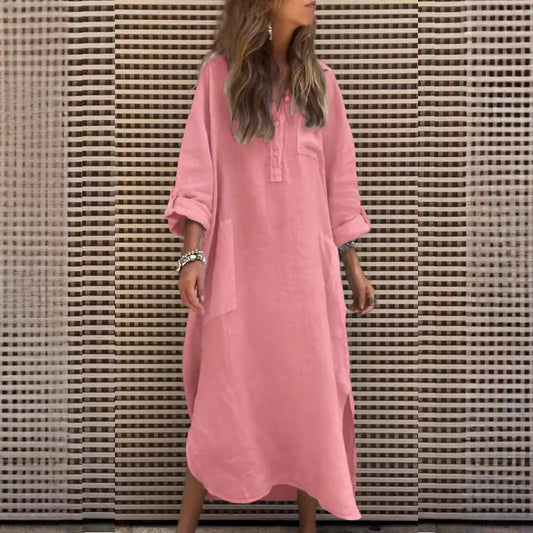 Dame afslappet maxikjole med asymmetrisk kant og praktiske lommer Stilla