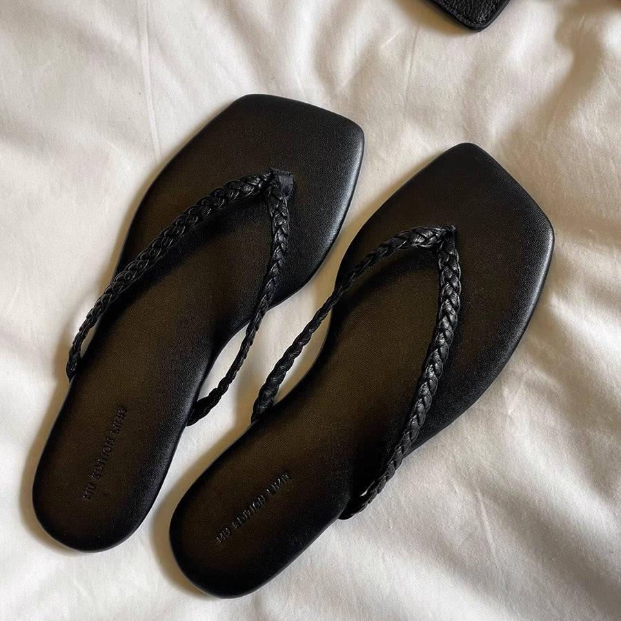 Dame Elegant Flad Remsandaler med Flettet Detalje Stilla