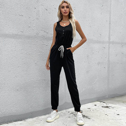 Dame jumpsuit med elastisk taljebånd og praktiske lommer Stilla