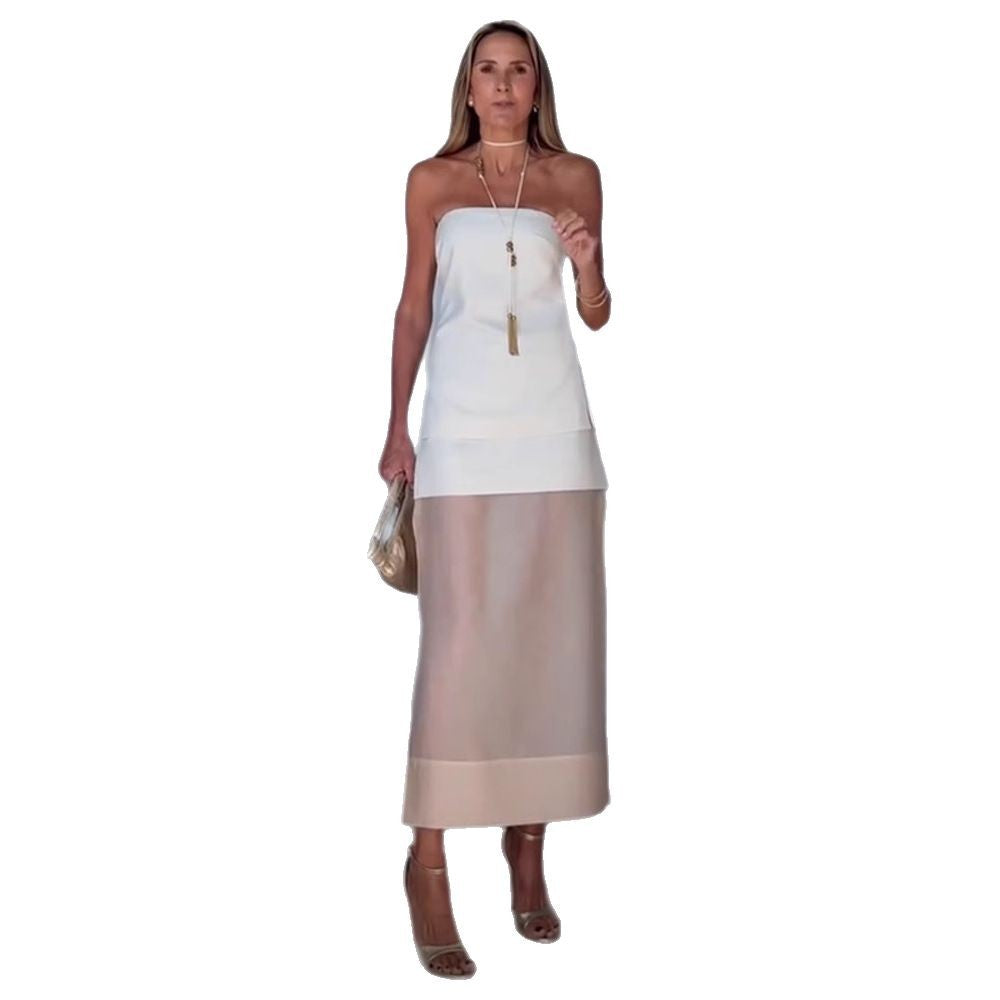 Dame elegant bandeau kjole med flydende skørt Stilla