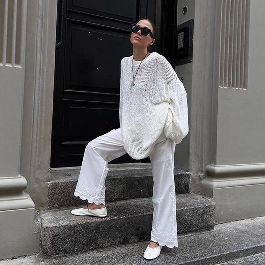 Dame afslappet hæklede pullover med oversized snit Stilla