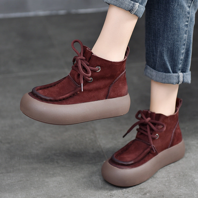 Dame afslappet sneaker-støvler i blødt ruskind med skridsikker sål Stilla