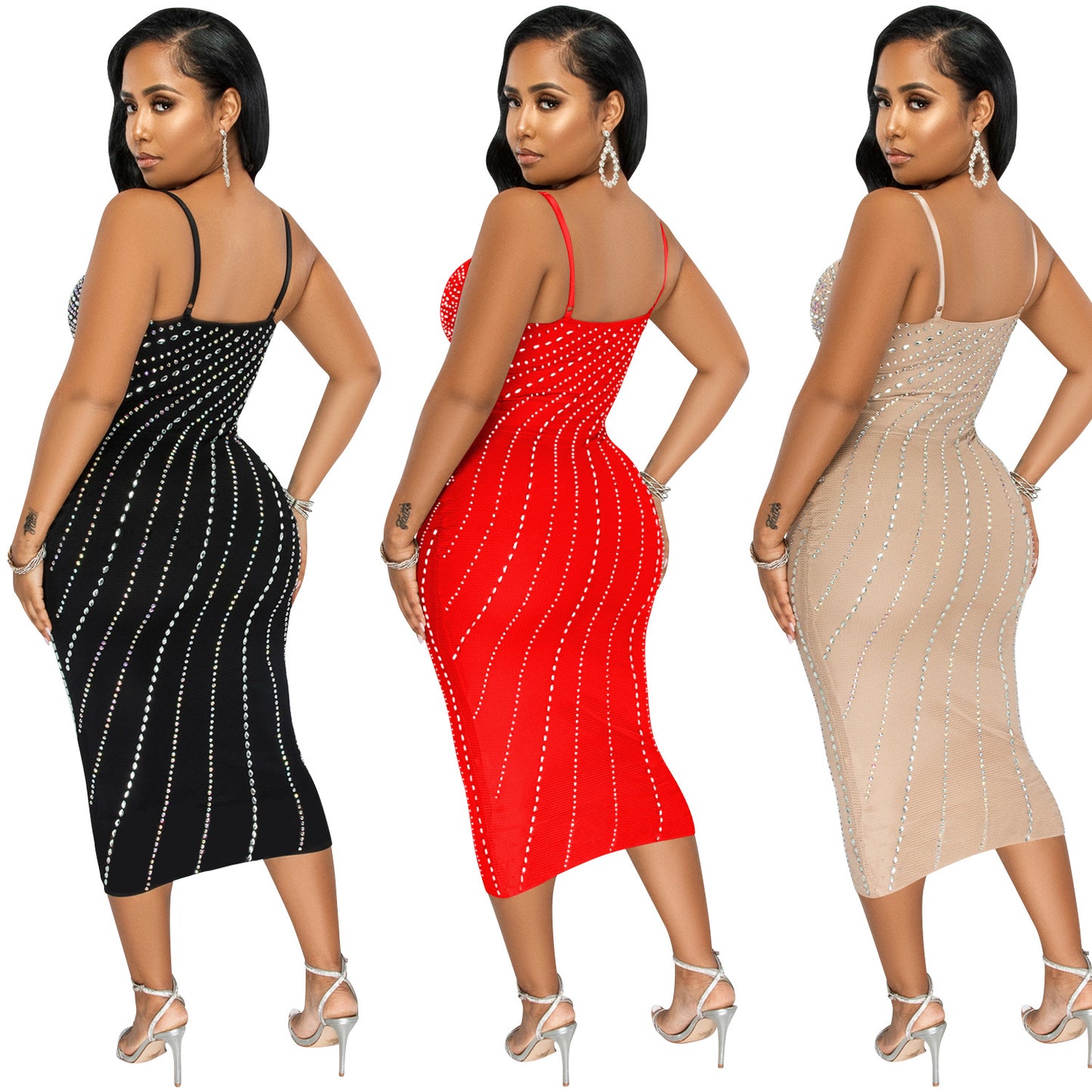 Dame Elegant aften kjole med skinnende pailetter og tætsiddende snit Stilla