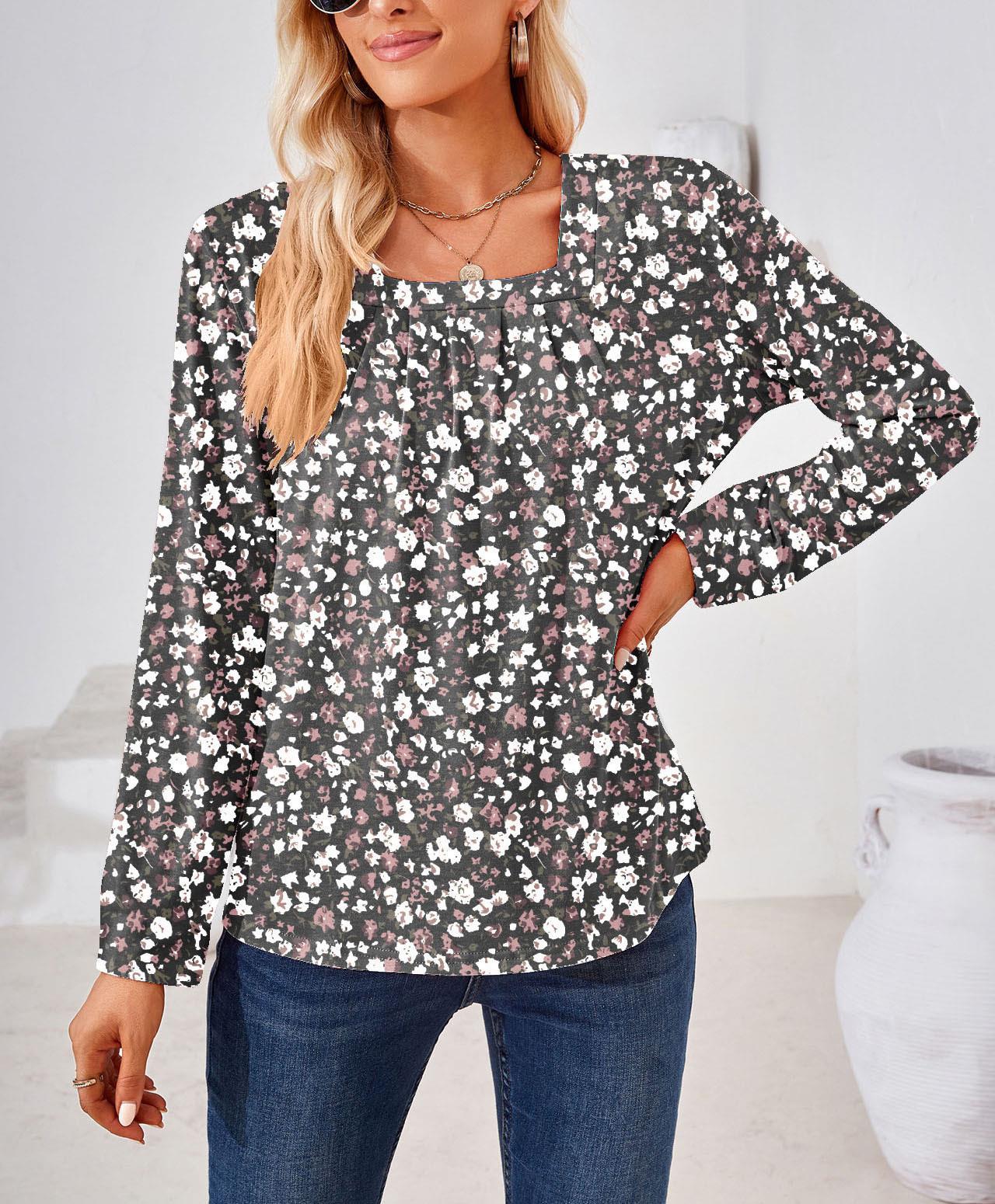 Dame Elegant blomsteret bluse med lange ærmer Stilla