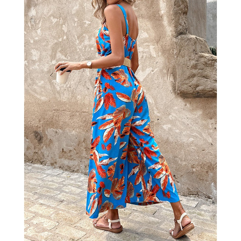Dame Blomsterprint Bredbenet Jumpsuit Stilla