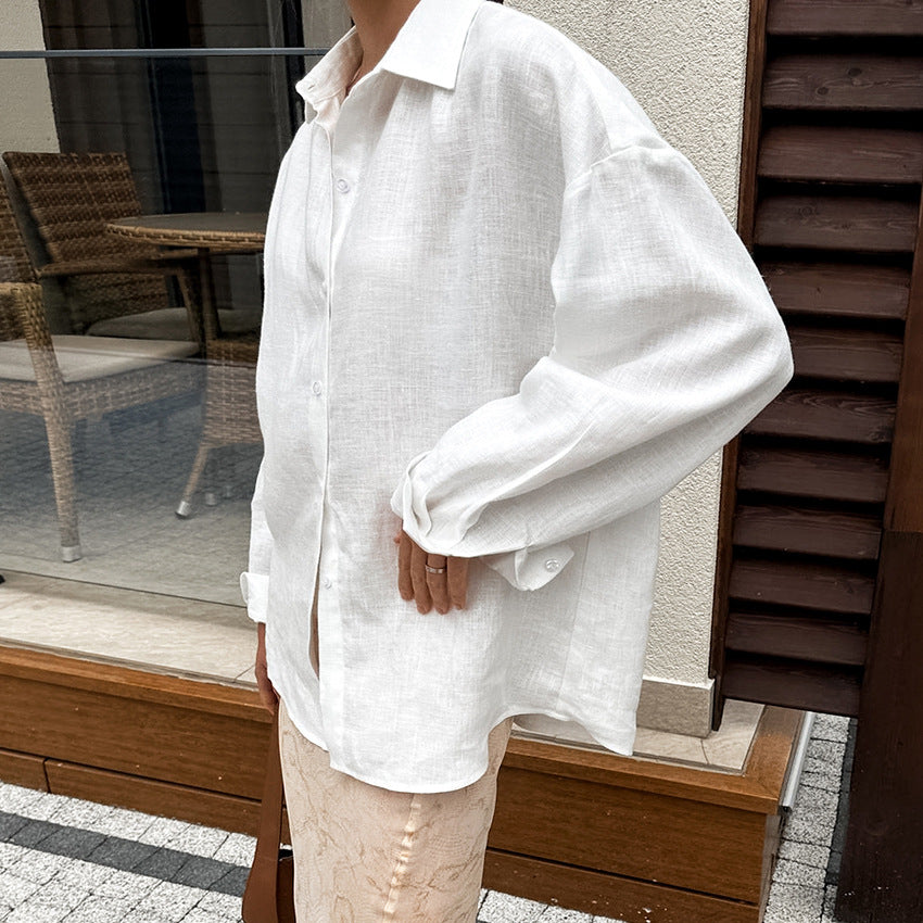 Dame afslappet bluse med knude-formet kant og brede ærmer Stilla