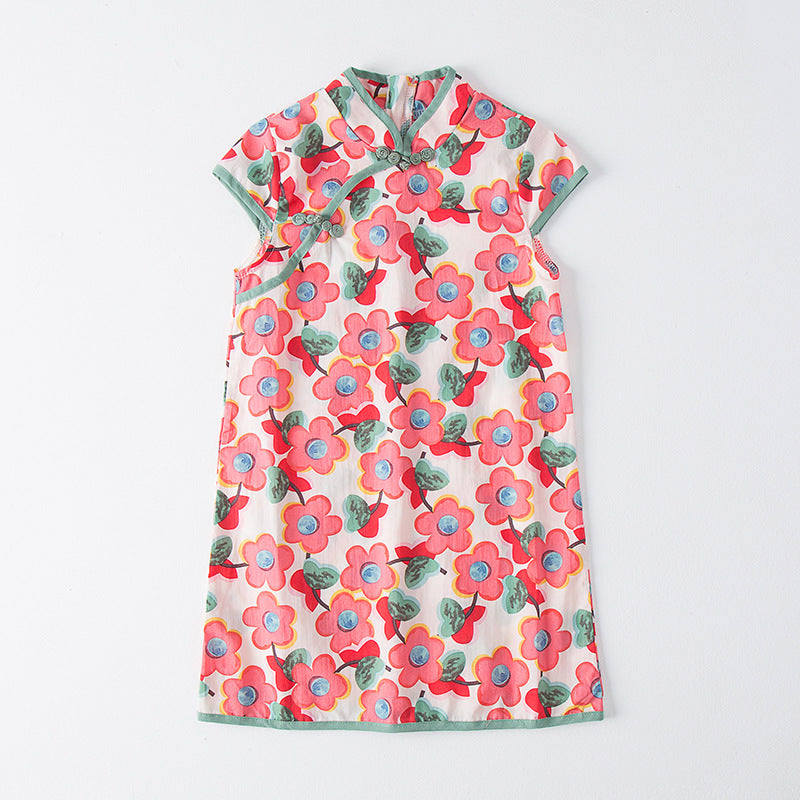 Pige Floral Print Orientalsk Kjole Stilla