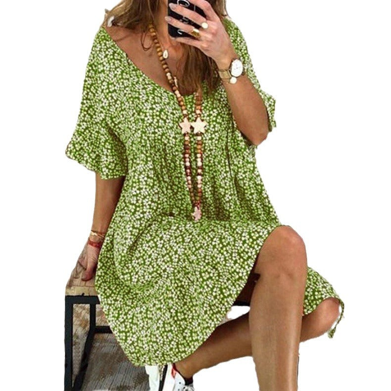 Dame afslappet blusekjole med blomstret design og rummelig pasform Stilla