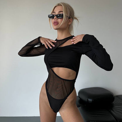 Dame Gennemsigtig Bodysuit med asymmetrisk Snit Stilla