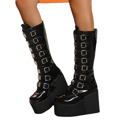 Dame Plateau Støvler med justerbare stropper og robust profil Stilla