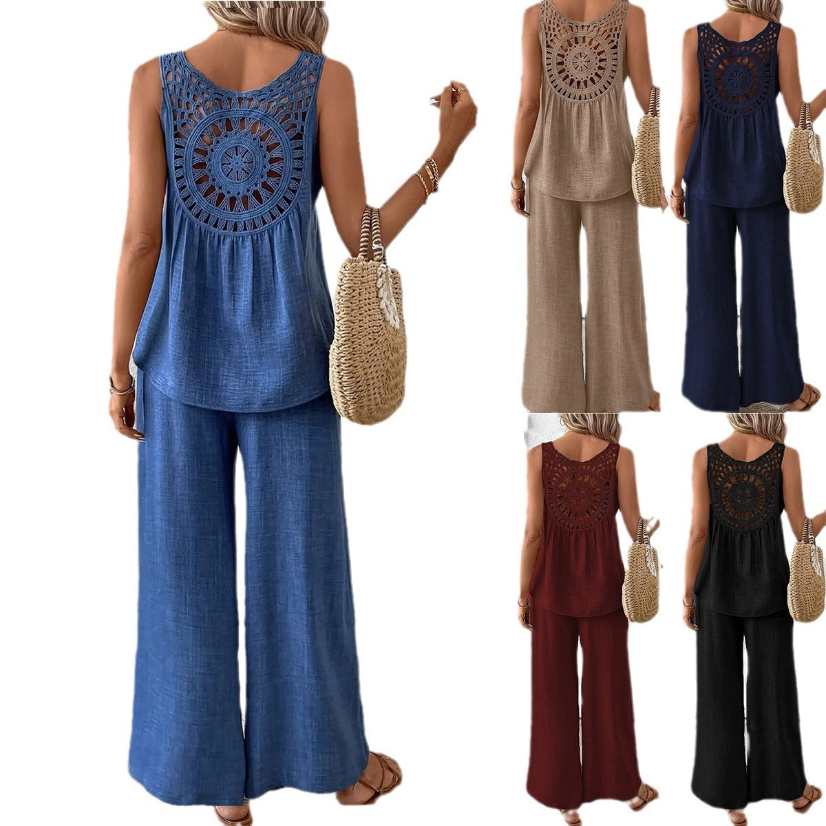 Dame Relaxed Fit Bredbenet Jumpsuit Stilla
