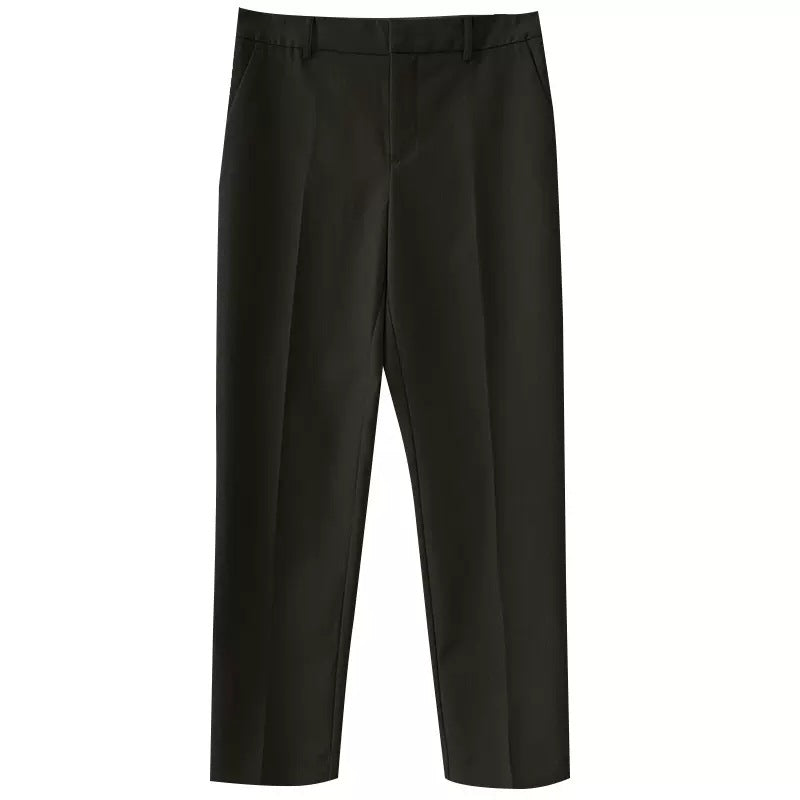 Dame elegant justerbar stofbukser med høj talje og smal ben Stilla