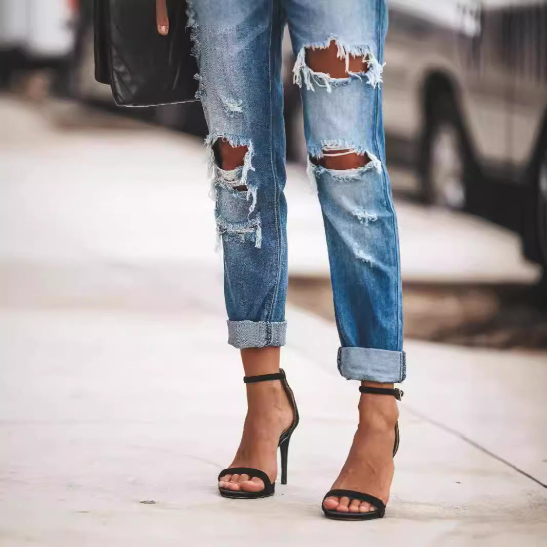 Dame Destroyed Mom-Jeans med afslappet snit Stilla