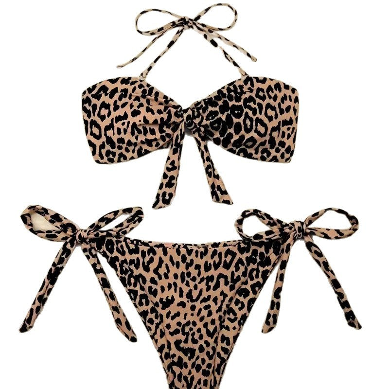 Dame Cutout Leopard Print Bikini Sæt Stilla