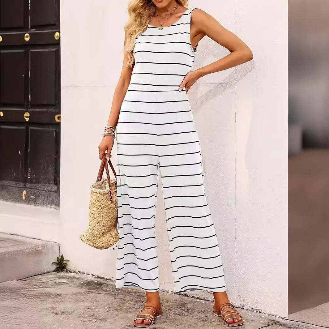 Damer Elegant rummelig jumpsuit med stribemønster Stilla