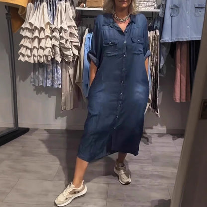Dame Jeans-Skjorte Kjole med praktiske lommer og moderigtig snit Stilla