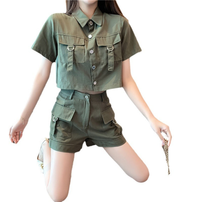 Dame Cropped Utility Shorts Sæt Stilla