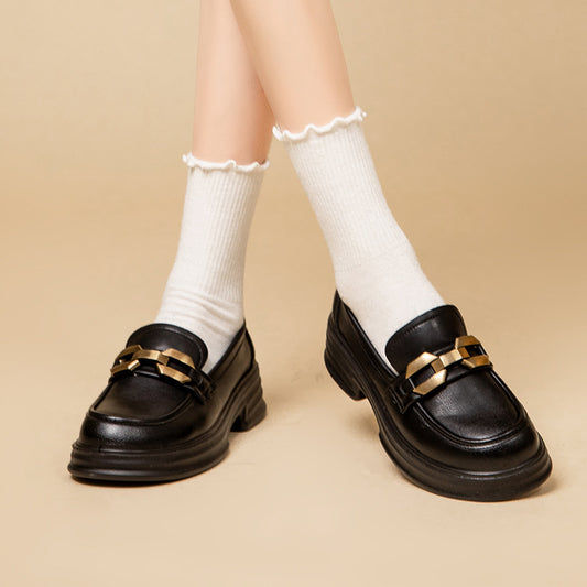 Dame Elegant Chunky Loafers med Metallic-Accent Stilla