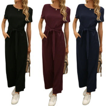 Dame Elegant Jumpsuit med Talje bælte og praktiske lommer Stilla