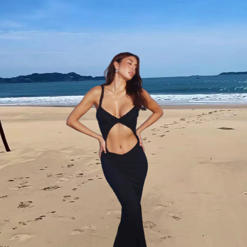 Dame Cut-Out Maxikjole med smal pasform og stilfuldt mønster Stilla