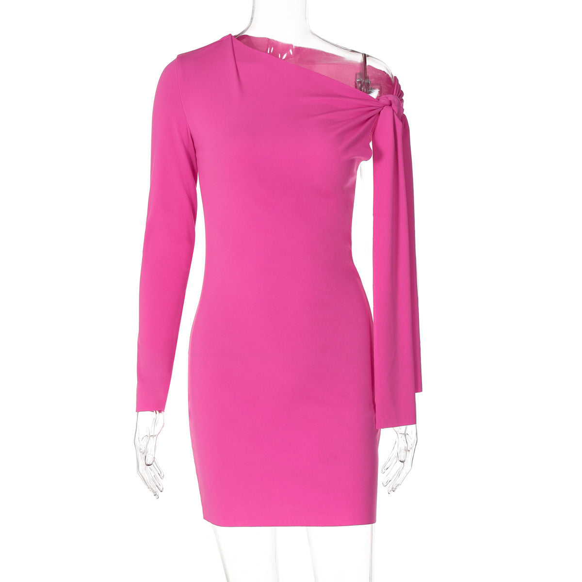 Dame Elegant indpakningskjole med asymmetrisk skulderdesign og figursyet snit Stilla