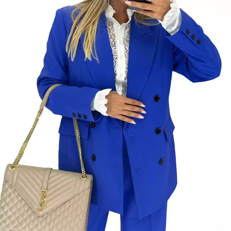 Dame Dobbelt-knappet Blazer-sæt med elegante detaljer Stilla