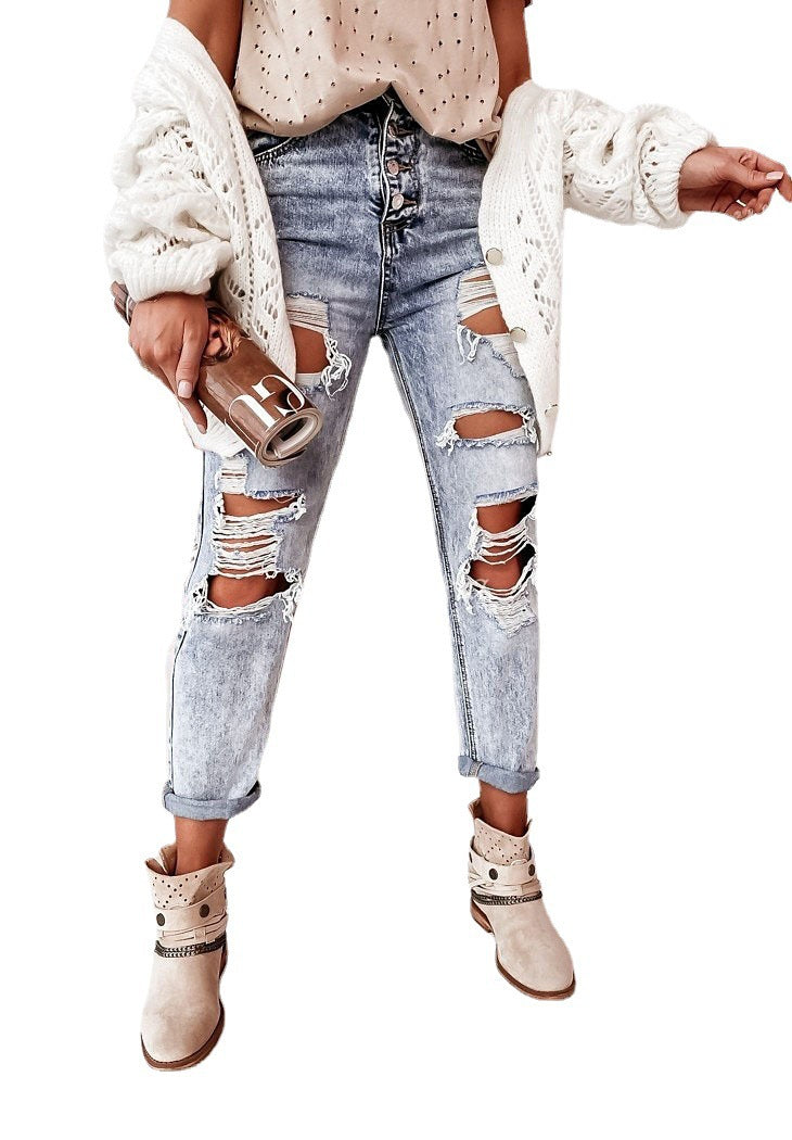 Dame Revnet Denim Jeans Stilla