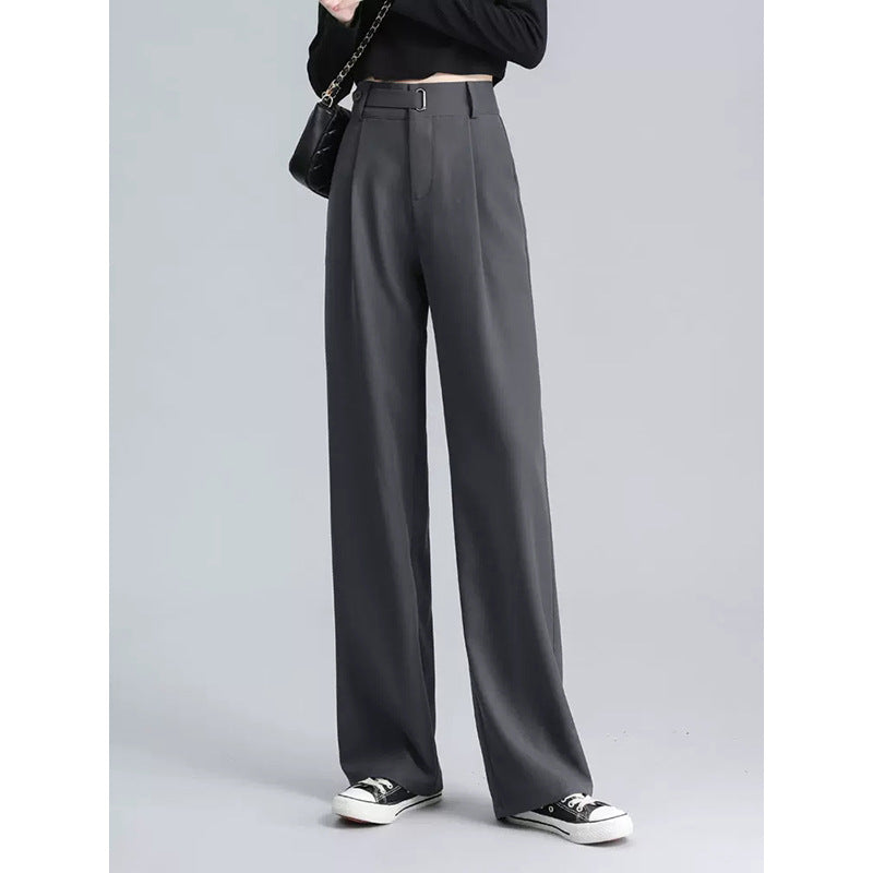 Dame elegant højtaljede stofbukser med flot bælte og bred ben Stilla