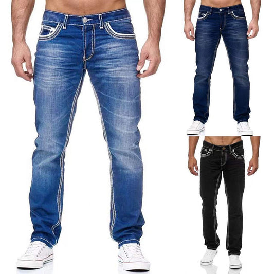 Herre klassiske jeans med kontrasterende syninger Stilla