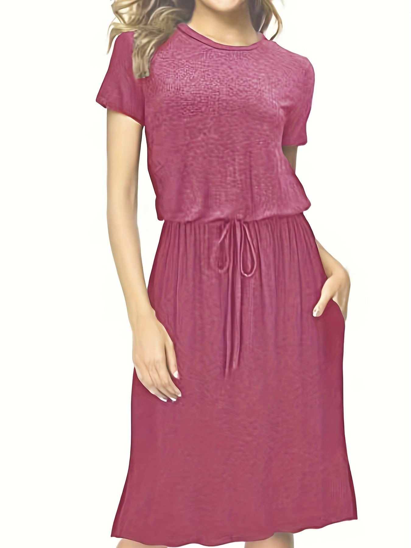 Dame afslappet kjole med elastisk talje og lommer Stilla