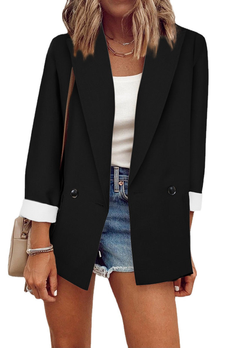 Dame afslappet oversized blazer med to knapper og dybe lommer Stilla