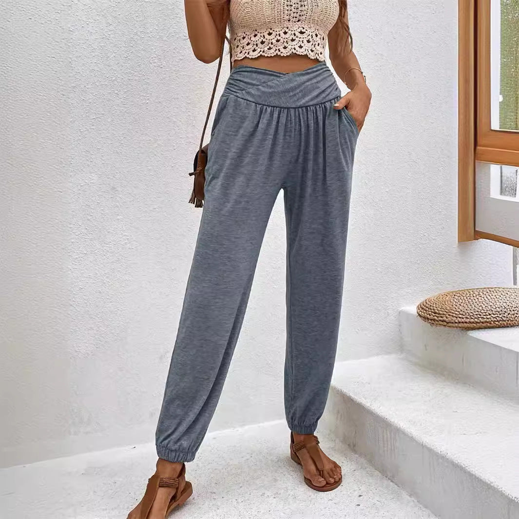 Dame afslappet harem bukser med elastisk talje og lommer Stilla