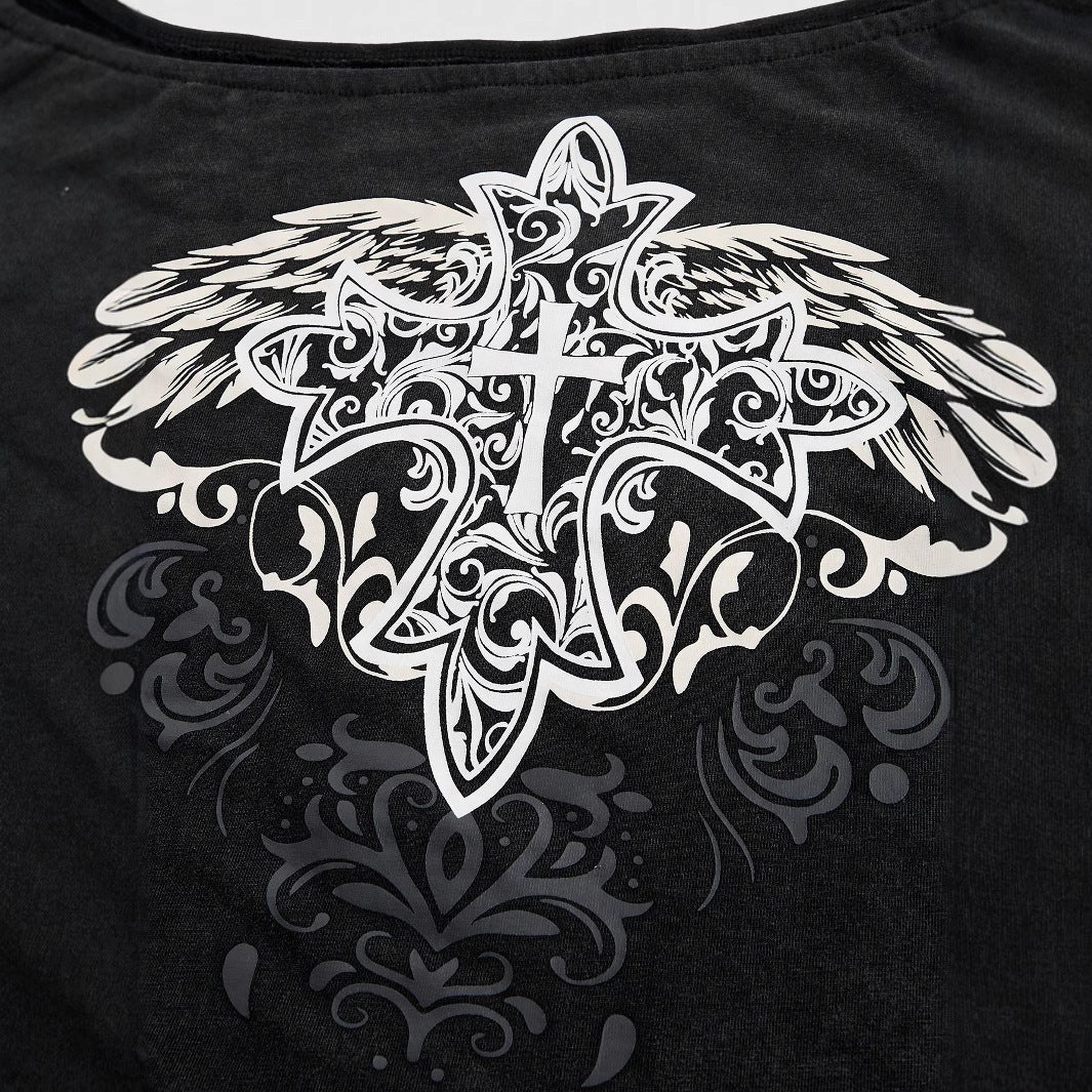 Dame Crop-Top med spændende grafiktryk og løs pasform Stilla