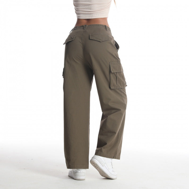 Damer Casual Cargo Bukser med bred pasform og adskillige lommer Stilla