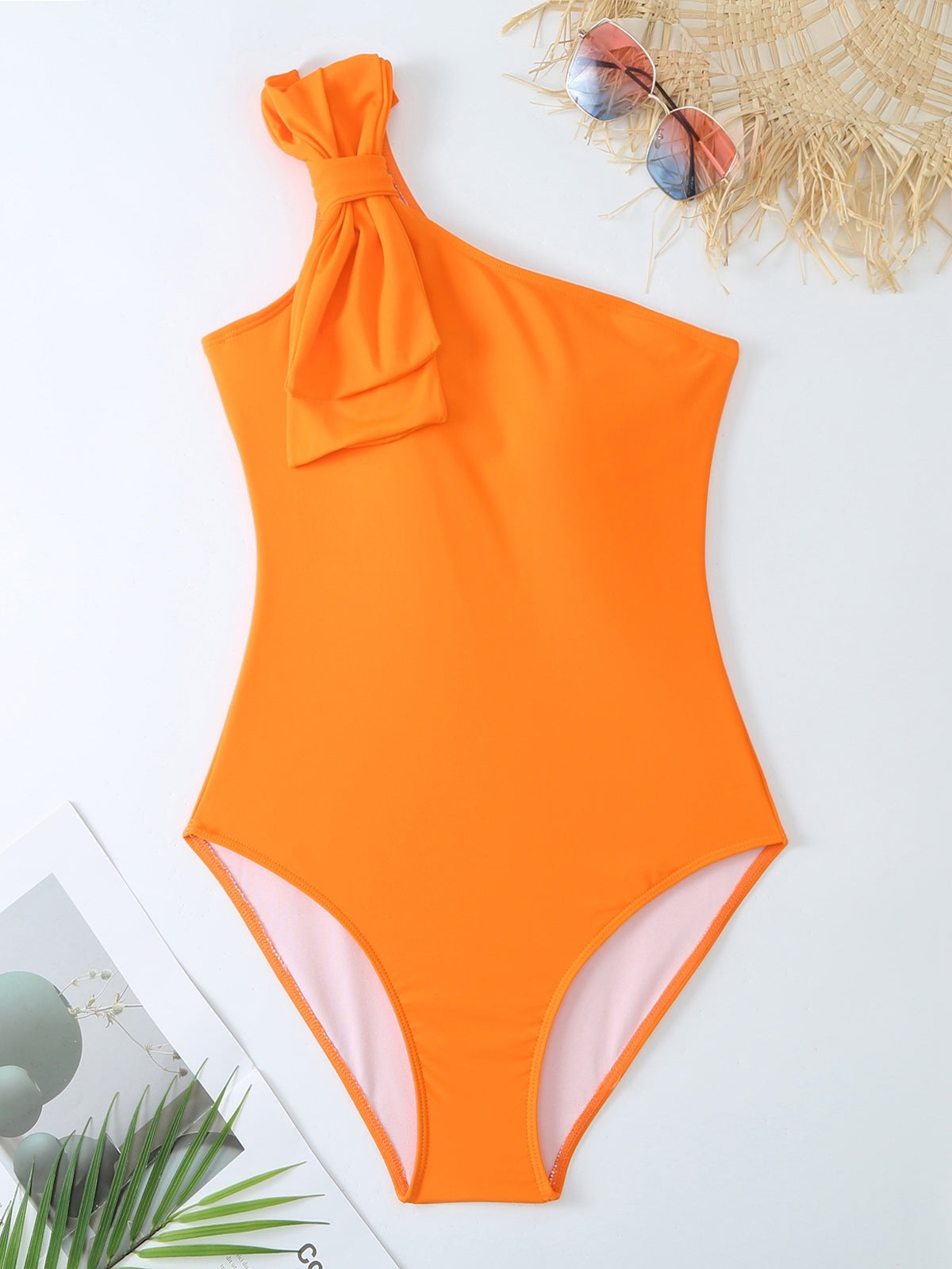 Dame Elegant Ént-piece Badedragt med asymmetrisk snit og raffineret indpakningsskørt Stilla