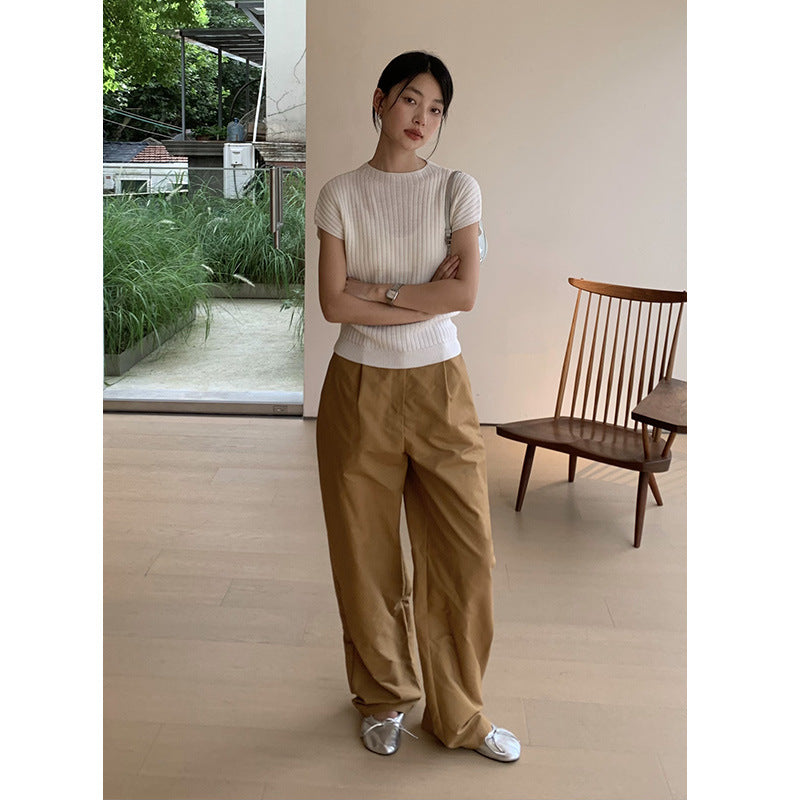 Dame elegant højtaljede culotte med praktiske folder og bredt ben Stilla