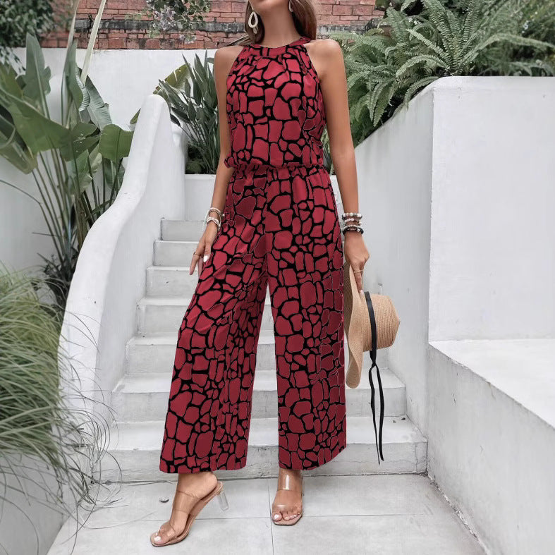 Dame løst skåret jumpsuit i dyremønster Stilla