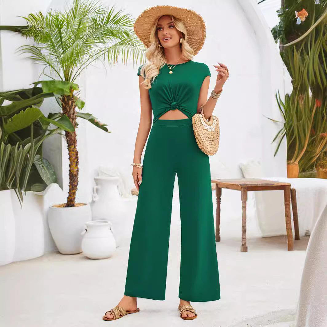 Dame løs jumpsuit med knapbart design Stilla