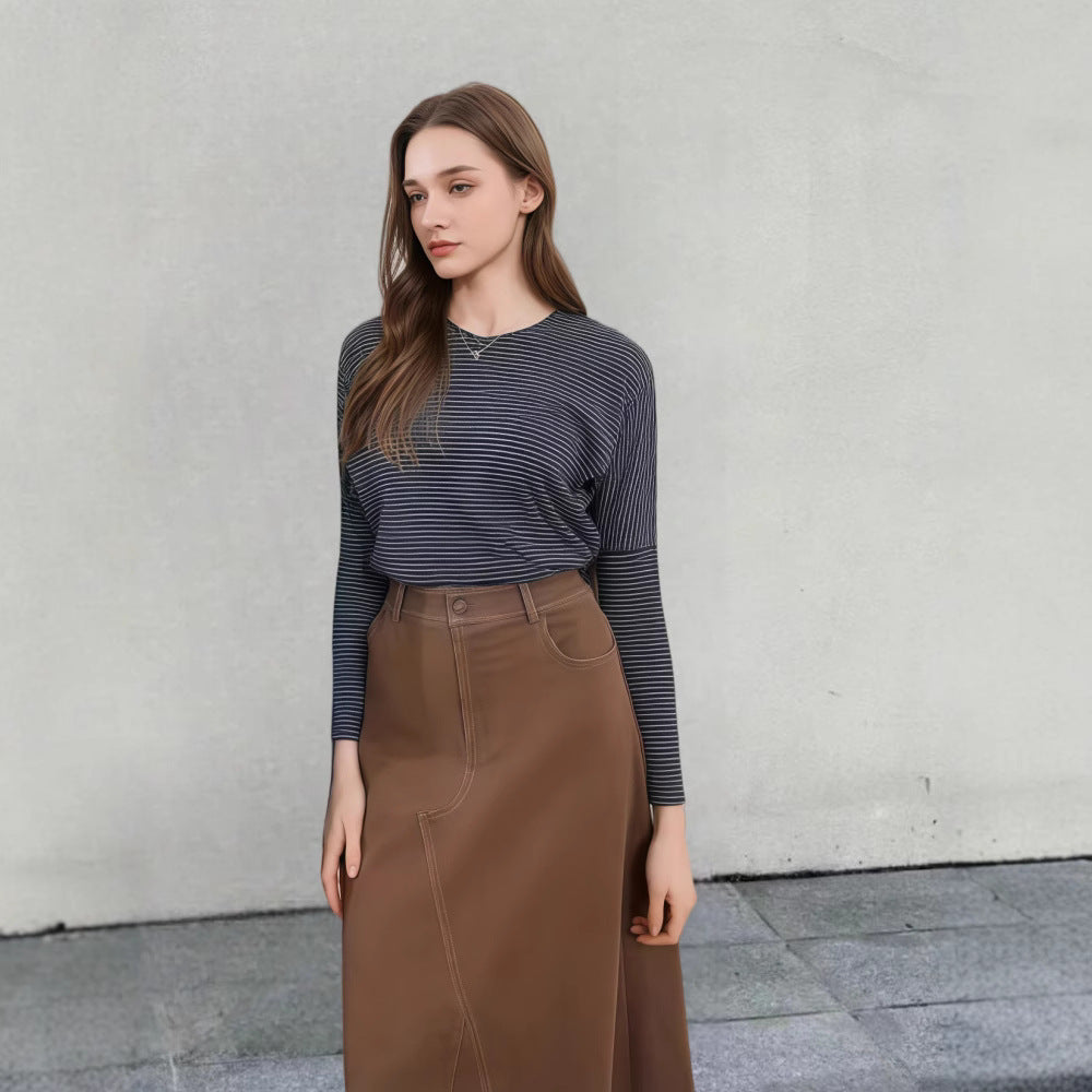 Dame afslappet langærmet t-shirt med blød håndfølelse og afslappet pasform Stilla