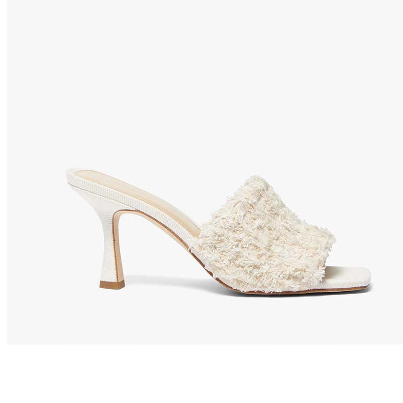 Femme High-Heeled Slide Mules med struktureret stof Stilla