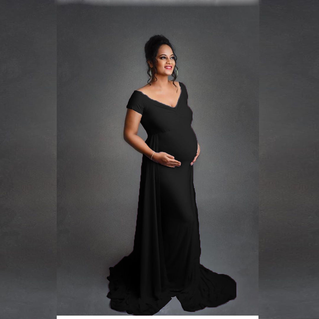 Dame Elegant Graviditets Wrap Kjole Stilla