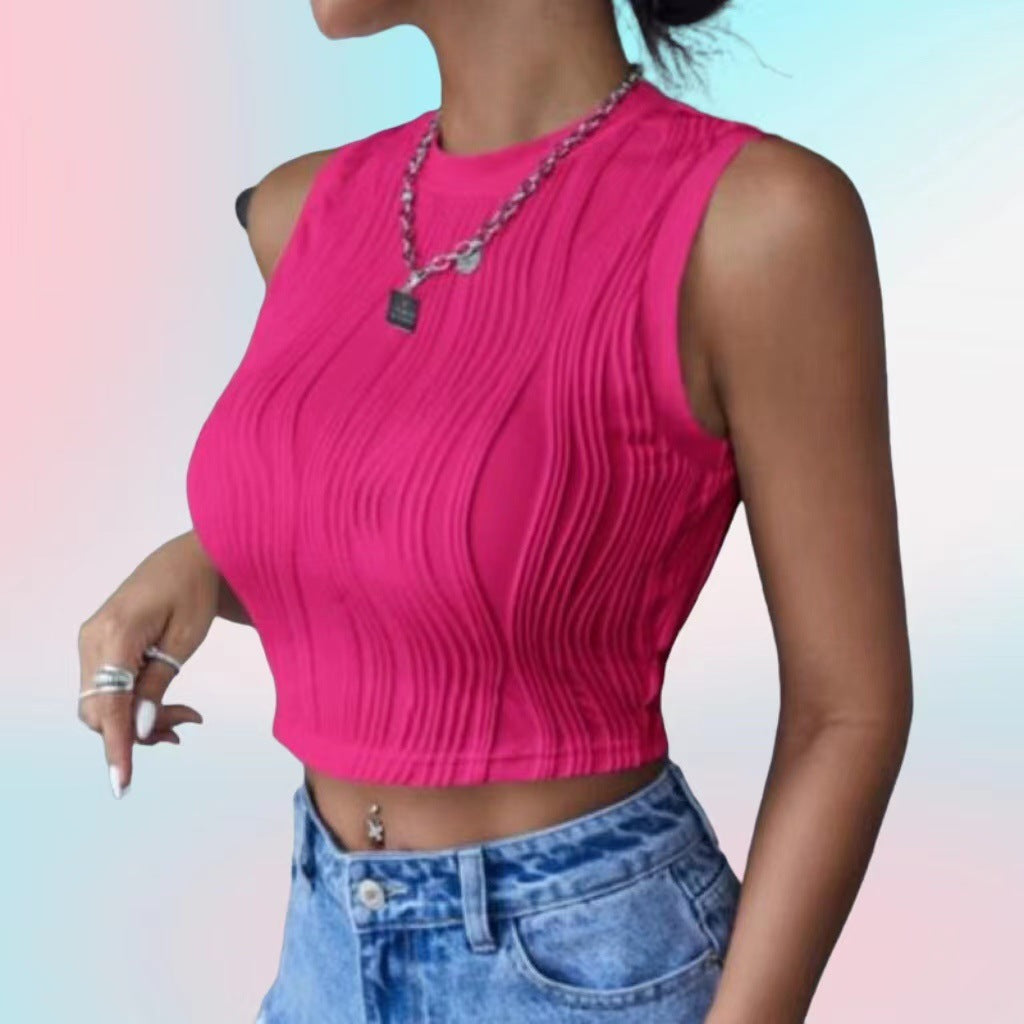 Dame Crop-Top med struktureret bølgemønster og moderne snit Stilla